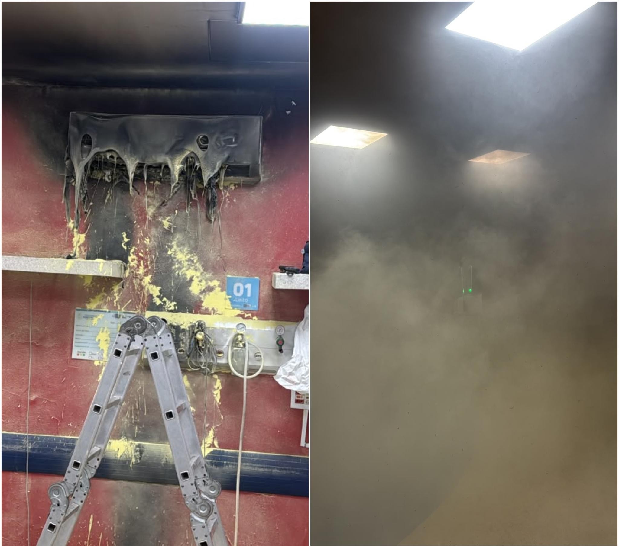 Ar-condicionado derrete após incêndio em hospital de Rondonópolis