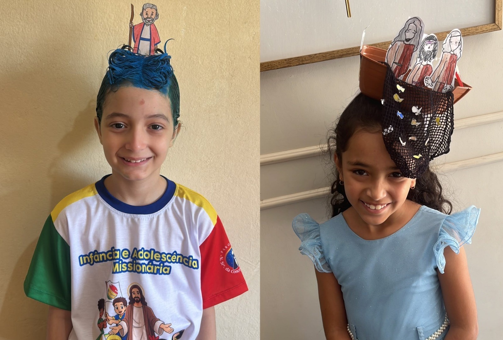 Crianças criam penteados bíblicos para celebrar dia da padroeira