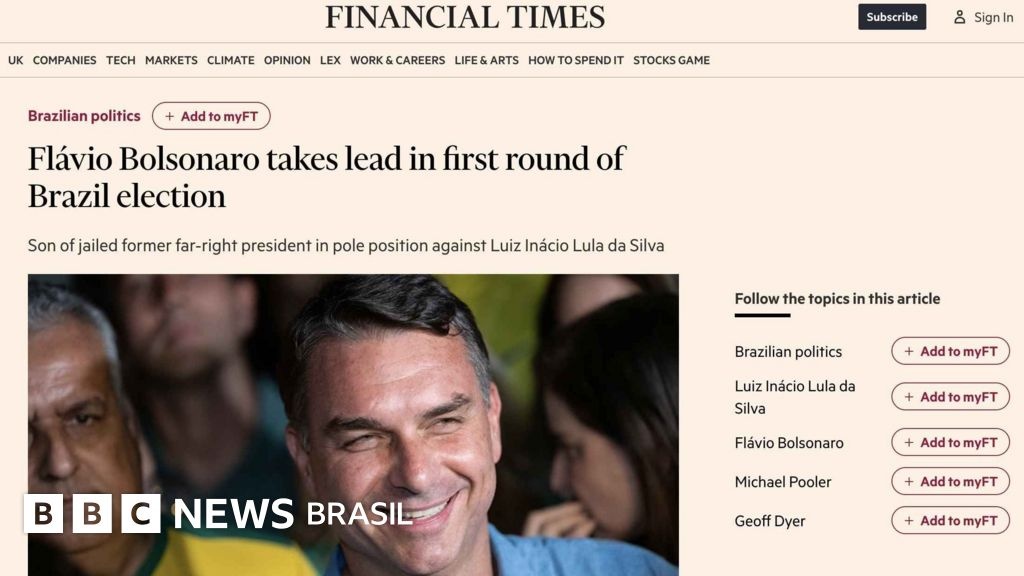 Eleição no Brasil: como a imprensa internacional repercutiu a vitória de Flávio Bolsonaro sobre Lula no 1º turno