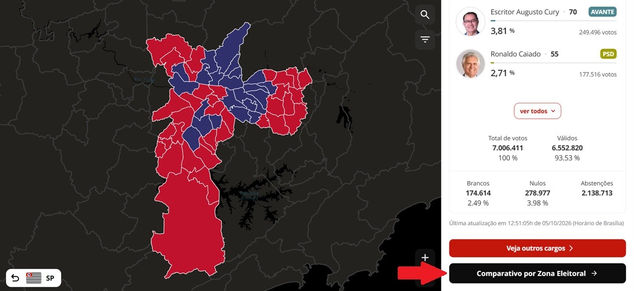 Mapa interativo Revisa resultados eleitorais em Porto Velho