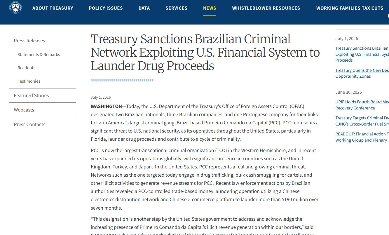 Desdobramentos Transnacionais: Operação da PF e Sanções dos EUA Revelam Intrincada Rede de Lavagem do PCC