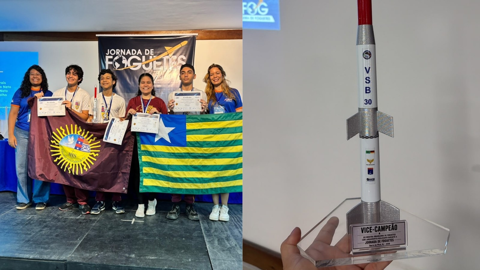 Trio de estudantes do IFPI vence prata em olimpíada nacional de foguetes
